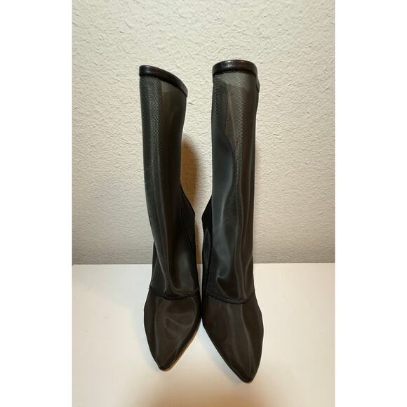 Yeezy Leather-Trimmed Mesh Pointed Toe Ankle Boots Black Women 35-35.5/ US 5 NWT - Picture 3 of 6